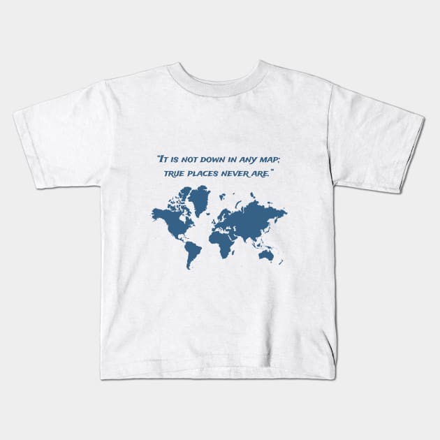 Travel Map with a Quote Kids T-Shirt by Hindone